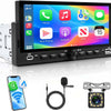 ESSGOO Autoradio CarPlay 1 DIN 6,86" InCell, Android Auto sans Fil Trajets et Voyages Stationnement Facile Caméra 12 LED Touches Piano Bluetooth 5.0 FM Commandes Volant Type-C 4×45 W