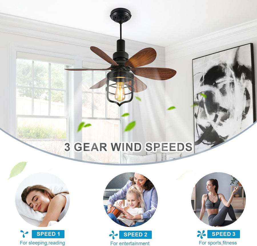 Ventilateur de plafond douille d’éclairage avec télécommande E27 Petits ventilateurs pour chambre à coucher Ferme Lampe de style industriel