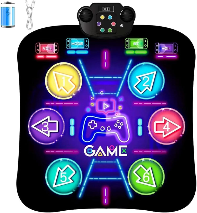 Jeux Tapis de Danse Enfant Modes et Volume Réglable Taille 90x80cm Connexion Bluetooth NOIR