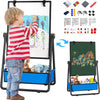 Chevalet Enfant Double Face Réglable 360° - Tableau Blanc & Noir avec Pince à Dessin - Cadeau Créatif