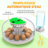 M12 Couveuse Oeuf Automatique - Contrôle Humidité, Réglage Température, Couveuse Automatique 12/24 œufs - Incubateur Auto - Vue 360°, facile à utiliser et nettoyer - Blanc et vert