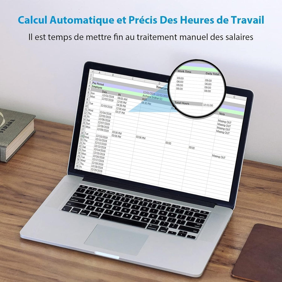 Pointeuse Wifi pour Employés Petite Entreprise, W3 WiFi Biométrique Pointeuse à Empreinte Digitale, pointeuse horaire Personnel avec APP pour iOS Android Français