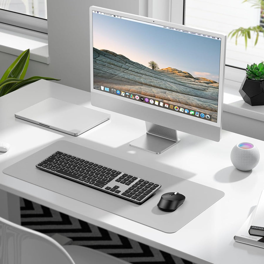 Kit Clavier et Souris Bluetooth pour Mac, Clavier et Souris sans Fil AZERTY Français Rechargeable avec 3 Canaux Bluetooth pour Apple Mac Pro/Mini, MacBook Pro/Air, iMac, iMac Pro, Gris Foncé