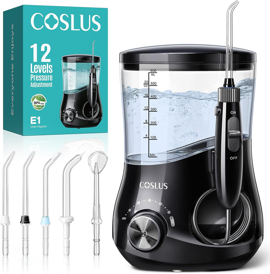 COSLUS E1 Hydropulseur dentaire de qualité supérieure, noir