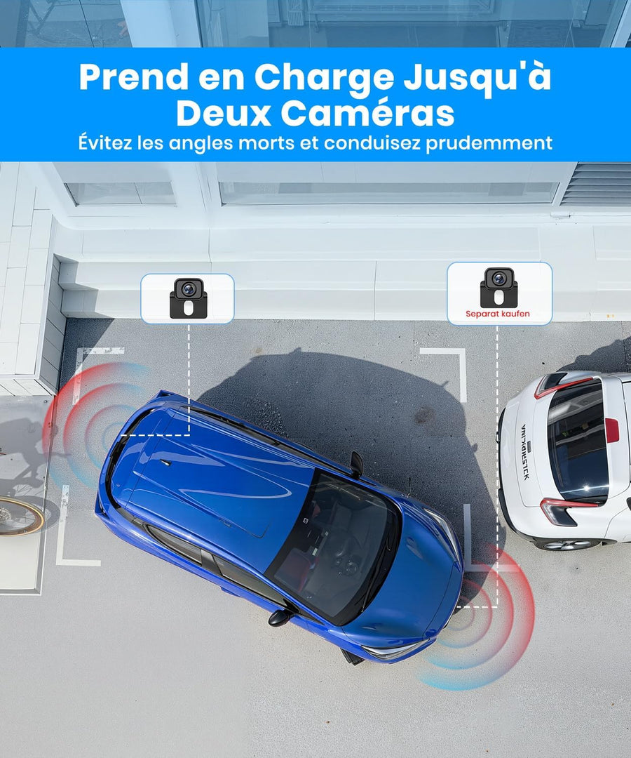 Caméra de Recul sans Fil : Écran 5" 1080P, Double Canal, Installation Rapide, Signal Numérique Stable, IP69K Étanche & Vision Nocturne, pour Voiture, SUV, Camping-Car, Remorque