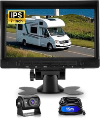 Caméra de recul 1080P avec écran IPS 7 Pouces,kit d'aide au stationnement,1024 x 600,IP69 AHD Vision Nocturne pour SUV, camionnette, Camping-Car, avec Pare-Soleil, câble de 15 m, 12-24 V