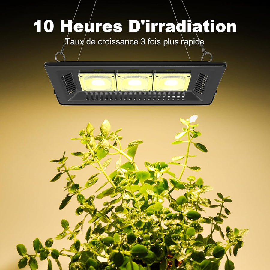 Lampe Horticole 600W étanche, LED Horticole Spectre Complet P600, IP67 Tanche COB Lampe de Plante, Grow Light LED Culture Tout Au Long De L'AnnéE Avec Un éClairage De 270°