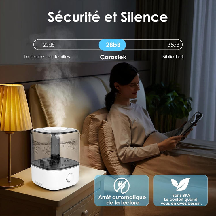 Humidificateur Air Grand Réservoir 5L 28dB Silencieux Arrêt Automatique sans BPA