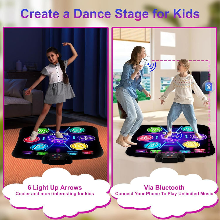 Jeux Tapis de Danse Enfant Modes et Volume Réglable Taille 90x80cm Connexion Bluetooth NOIR