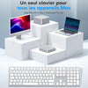 Clavier Filaire pour Mac, Câble de Clavier avec Double Port (Type C/USB), AZERTY Français pavé Numérique, Compatible avec Apple Mac Pro/Mini, MacBook Air/Neo, iMac Pro, Argent