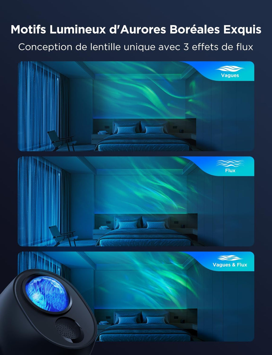 Projecteur Ciel Etoilé LED RGBW Galaxie avec 52 Scènes 18 Bruits Blancs Lumière Etoiles Plafond Alexa Matter Compatible Timer Veilleuse Enfant