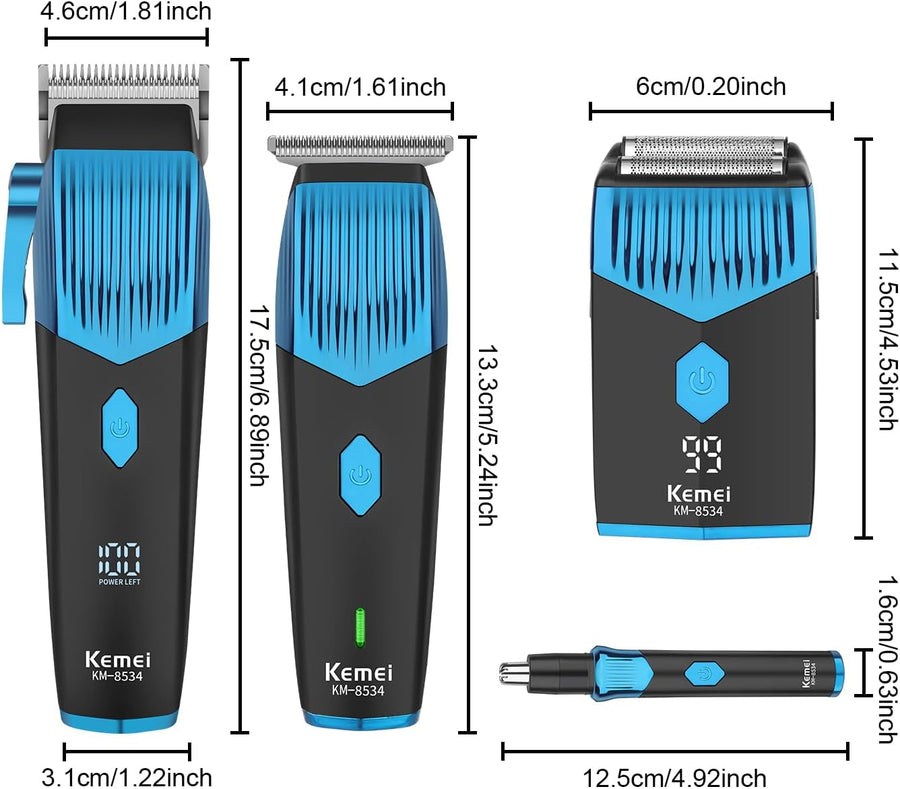 Ensemble de tondeuses à cheveux professionnelles pour homme, rasoir en aluminium, barbe, nez, oreille, kit de toilettage sans fil, tondeuse à cheveux électrique