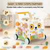 Trotteur en bois pour bébé,centre d'activités Montessori,hauteur réglable pour enfant de 1 an,cube d'activités 16 en 1 avec labyrinthe de perles,trieur de formes, xylophone,jouet d’éveil dès 12 mois