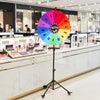 Roue de la Fortune 60 cm, Support Réglable sur Pied, Roue à Tourner Personnalisable 14 Cases Effaçables, Tirage au Sort & Loterie, Chance, Tombola, Foire
