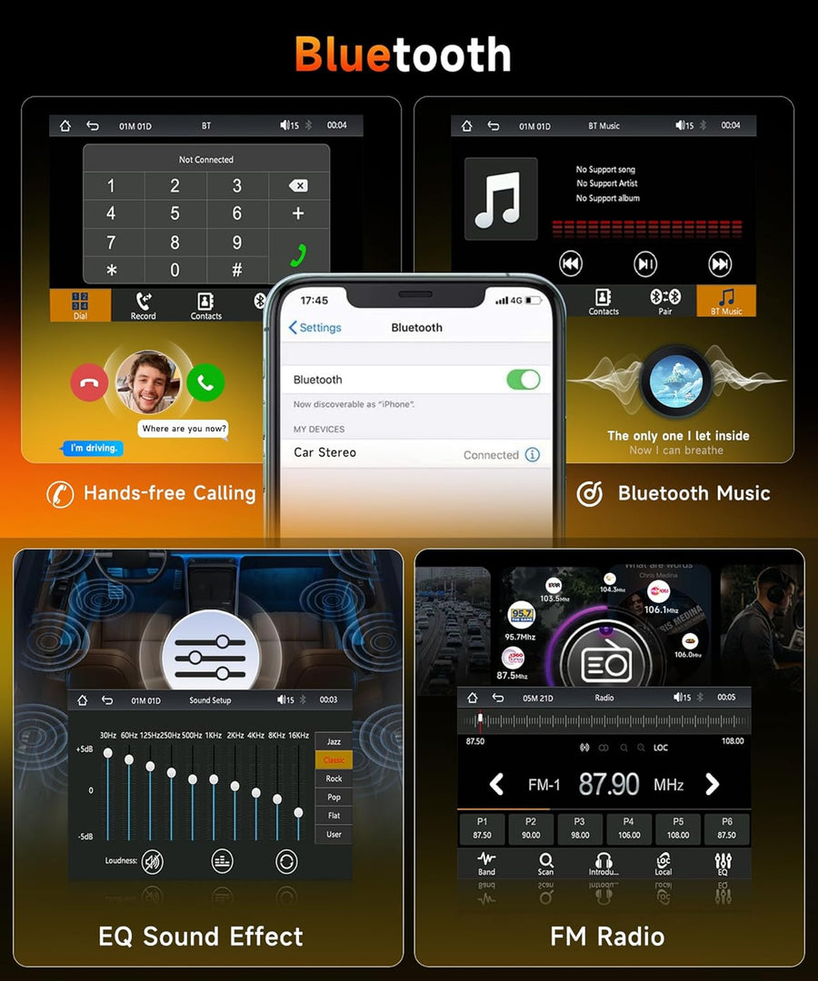 Autoradio CarPlay sans Fil Dab/Dab+ Android Auto, Radio FM 1 Din, écran Tactile IPS 7", égaliseur, USB/TF/AUX, autoradio Bluetooth avec caméra de recul/Commande au Volant