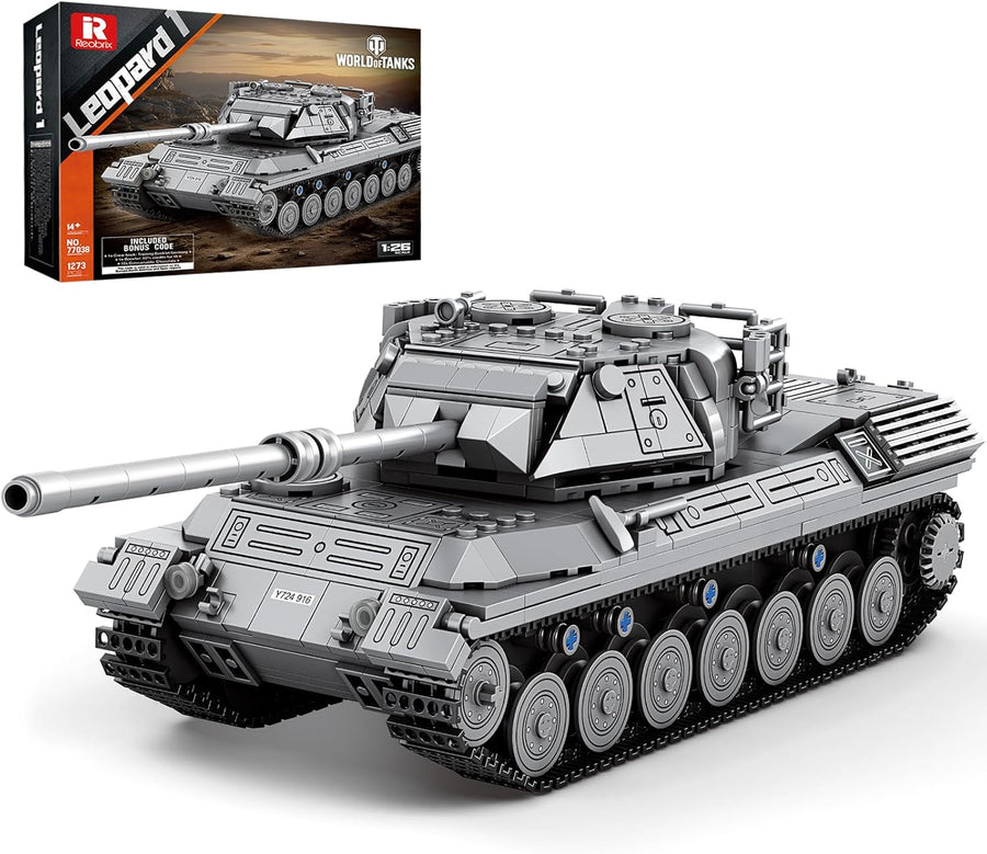 Jouet Construction Char Leopard 1 Militaire, Set de Construction 1:26 pour Adultes, Char de Combat Guerre Froide, Modèle Sous Licence World of Tanks, Cadeau pour Passionnés Militaires (1273 Pièces)