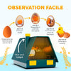 Couveuse Oeuf Automatique - Idéal tous âges - Incubateur Retournement Automatique - Contrôle Humidité - Mire oeuf intégré - 10 œufs - Tout type volailles