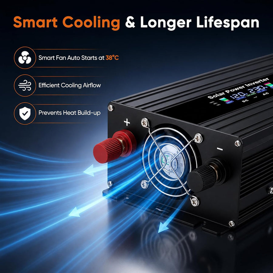 Convertisseur Pur Sinus Pro 2000W/4000W 12V 220V/230V de Tension Volts Voiture Solaire Power Inverter sinusoïdale DC AC, Onduleur Transformateur