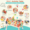 Table d’activités pour bébé de 1 an, table sensorielle en bois avec labyrinthe de perles, formes à trier et circuit de train, jouet Montessori ferme, jouet éducatif