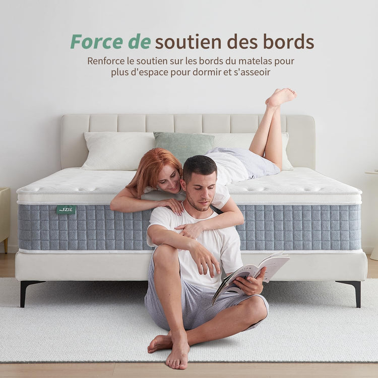 Matelas 1 Personne  90x190 20cm Epaisseur Mousse Mémoire de Forme Matelas Ressort Ensachés Parfait Soutien Fermeté Moyenne Respirable Confortable