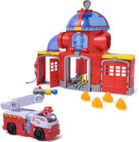 PAW Patrol - Pat Patrouille - Caserne De Pompiers Fire Rescue - Voiture Figurine Marcus À Collectionner - Effets Sonores Et Lumineux - Pat Patrouille Jouet - Voiture Enfant