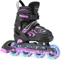 Rollers en Ligne Réglable, Patins à roulettes Enfants avec 8 Roues Lumineuses Roller Enfant Filles et Garcon Taille 32-36