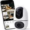 Caméra Surveillance WiFi Intérieure 1080P, 2-en-1 Double Objectif, Rotation 360, Vision Nocturne Couleur, Auto-Suivi, Audio Bidirectionnel