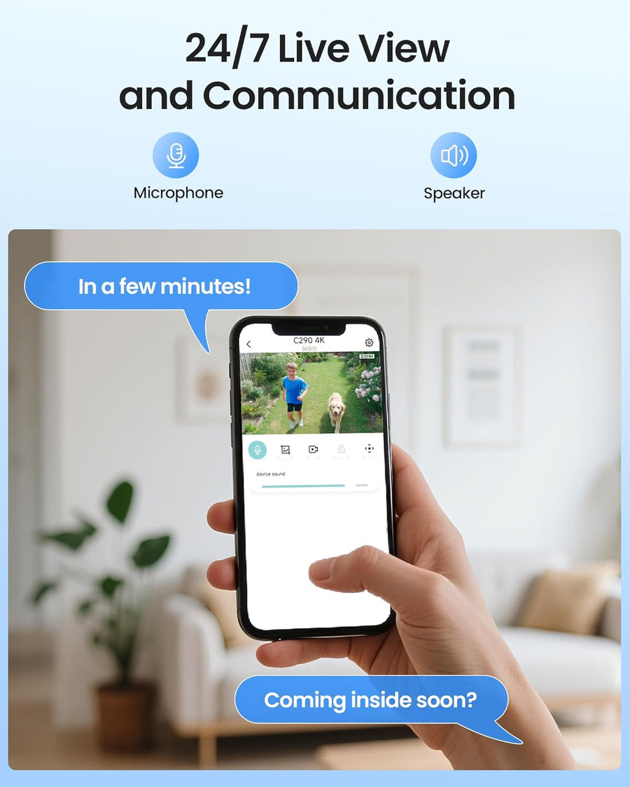 4K 8MP UHD Pan & Tilt Caméra de Surveillance WiFi Extérieure avec Carte Mémoire 64GB et Vue à 360°, Détection IA Visage/Véhicule, Suivi Automatique, Vision Nocturne, Audio Bidirectionnel