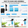 Filtre Aquarium, 570 L/H Débit Réglable Pompe et Filtre pour Aquarium, 4 en 1 Filtre éponge de 10 W avec Compartiment de Filtration, Facile à Nettoyer, pour Aquariums de 300 L