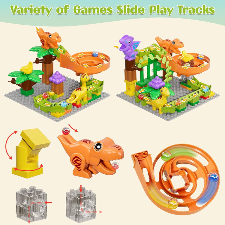 Jeu de Construction STEM Enfants Piste de Course de Billes Dinosaure Jouet éducatif