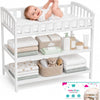 Table à Langer Bébé avec Matelas et Sangle de Sécurité | Meuble a Langer avec 2 Étagères | Bords Surélevés sur 4 Côtés | Meuble Bébé Nouveau-né jusqu'à 12 Mois