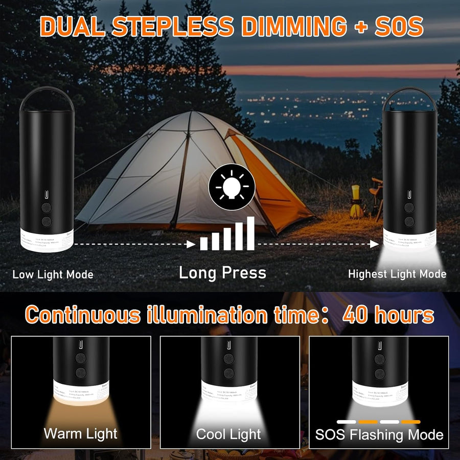 Pompe à Air Électrique Portable 4000mAh avec Lumière LED Gonflage/Dégonflage Rapide pour Matelas Pneumatiques de Camping, Piscines Gonflables, Sacs sous Vide et Accessoires