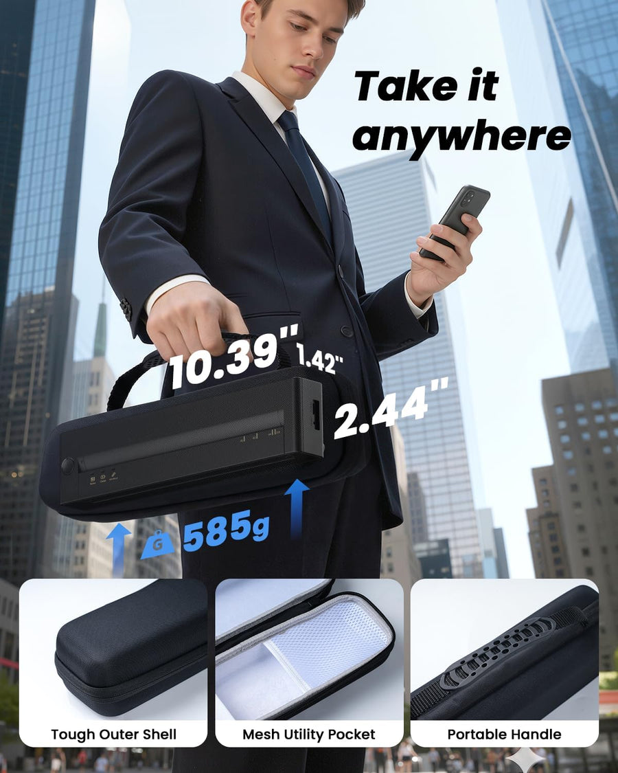 Imprimante Thermique Portable avec Étui, A28U sans Fil sans Encre A4/A5/B5, Impression Claire, Longue Autonomie, Bluetooth iOS Android