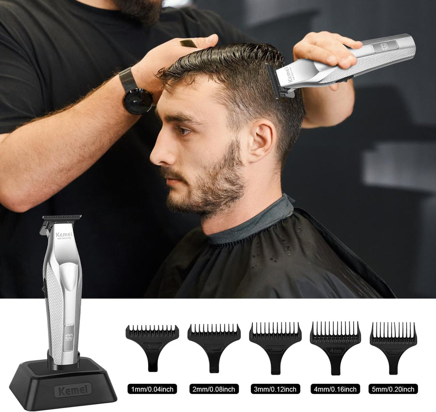 Tondeuse à cheveux professionnelle pour homme, tondeuse à barbe sans fil sans fil, tondeuse de barbier rechargeable par USB