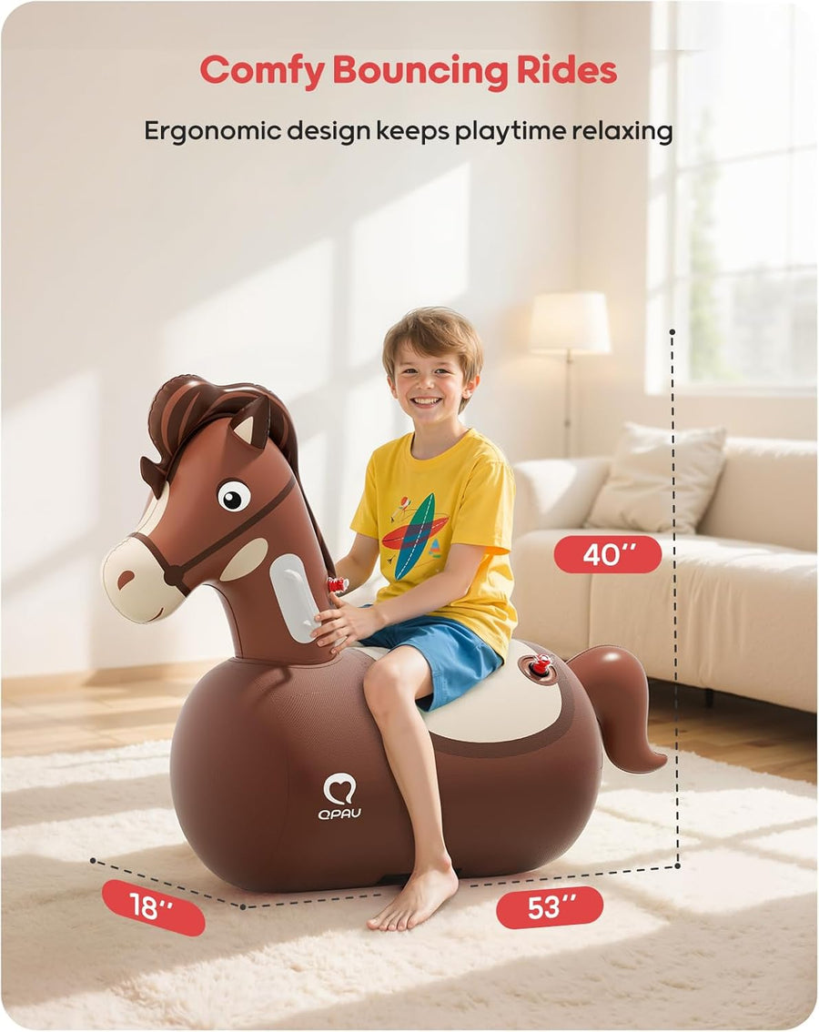 Jouet Cheval à Sauter Gonflable avec Pompe, 100 kg Capacité, Jouet d'Intérieur/Extérieur pour Enfants 5+ et Adultes, Palleur Géant Résistant