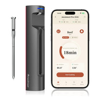 Thermomètre à viande Pro 2026 sans fil avec Bluetooth 5.4, 6 Capteurs Précision de ±0.56°C, Piles AAA remplaçables, Sonde ultra-fine IPX8 pour grill, sous-vide, fumoir et friteuse sans huile