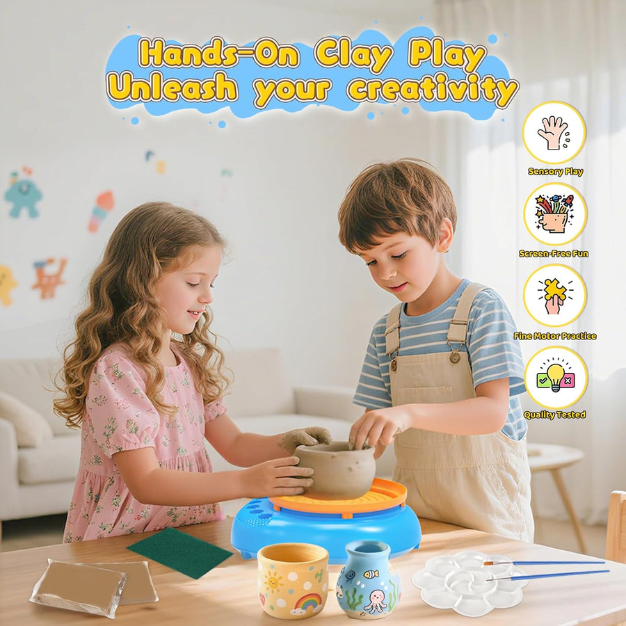 Jeux Kit Complet Tour de Potier DIY Débutants avec 4 Pâtes Auto-Durcissantes, Outils, Fournitures d’Art et Loisirs Créatifs