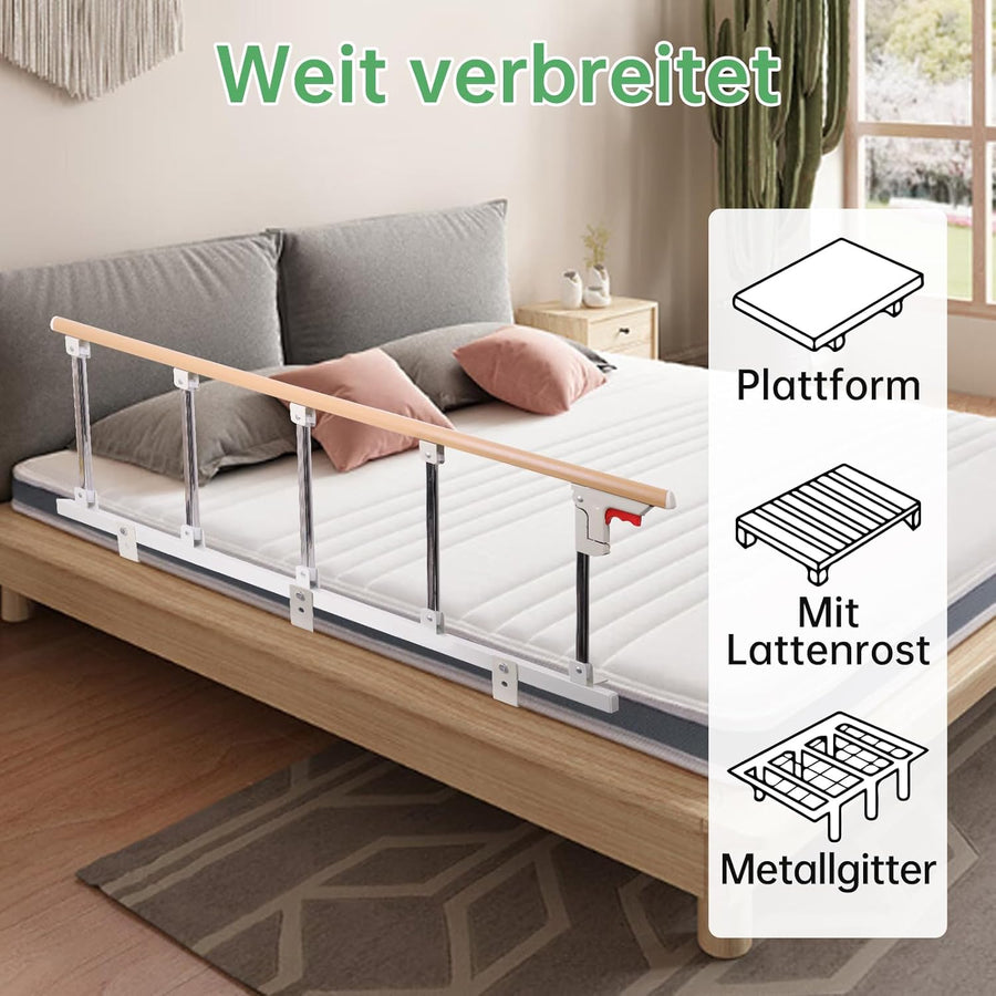 Garde latérale pour barrière de lit pour Personnes âgées, Protection latérale de sécurité Pliable pour Adultes, Main Courante de sécurité, Barre d'appui pivotante, Cinq cloisons