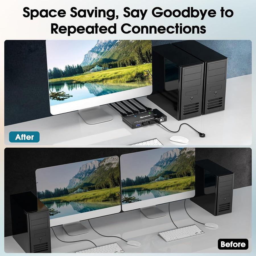 Commutateur KVM HDMI 2 PC 1 moniteur 8K à 60 Hz/4K à 120 Hz Commutateurs KVM télécommande filaire Câble USB 3.0 inclus