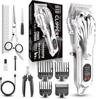 Tondeuse professionnelle pour poils épais, sans fil, écran LED à faible bruit, rechargeable avec kits de toilettage