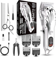 Tondeuse professionnelle pour poils épais, sans fil, écran LED à faible bruit, rechargeable avec kits de toilettage