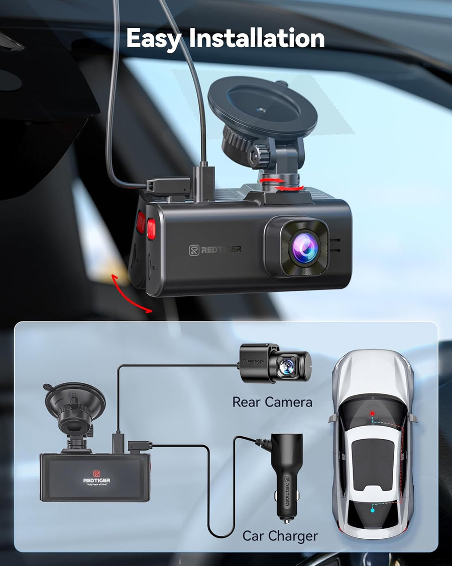 Caméra embarquée F7NA 4K Avant et arrière, STARVIS 2 IMX678, 8 MP, WiFi 5 GHz (téléchargement Rapide de 20 Mo/s), caméra de Voiture à Commande vocale, WDR, Vision Nocturne HDR, GPS