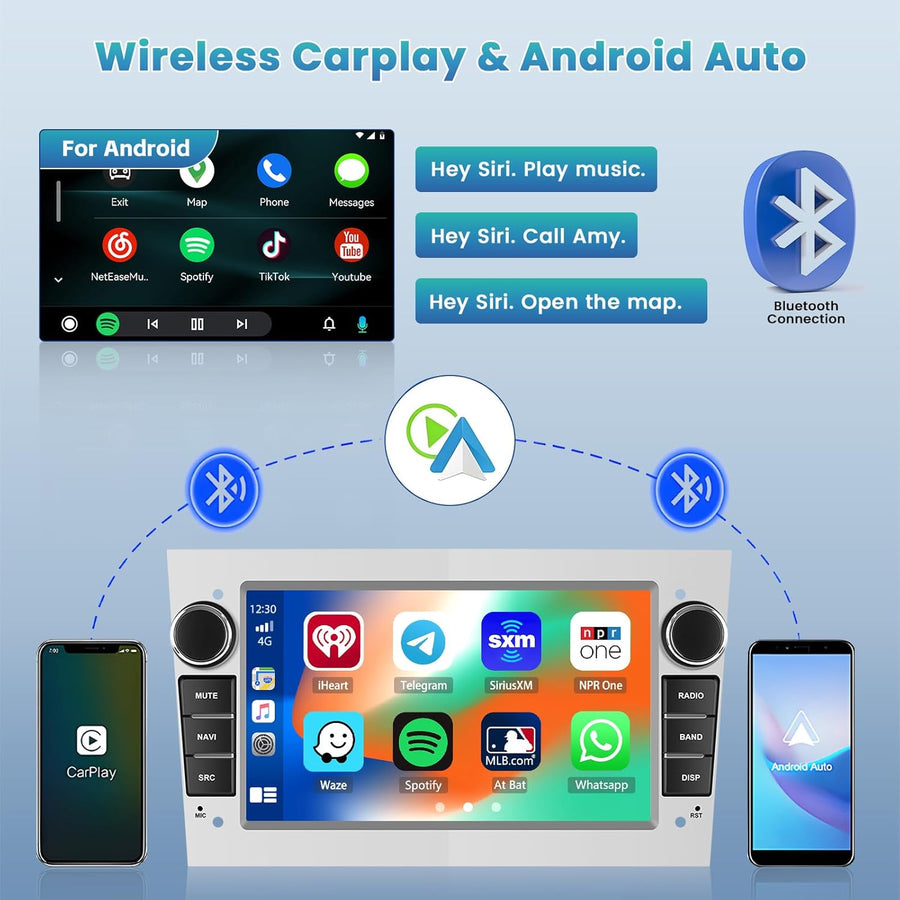 Autoradio Android 15 pour Opel Astra, Antara, Vectra, Corsa, Zafira, Meriva, Vivaro, Combo, Signum, Tigra Carplay Android Auto sans Fil -7" Écran Tactile avec WiFi GPS FM/RDS BT SWC+Caméra+MIC