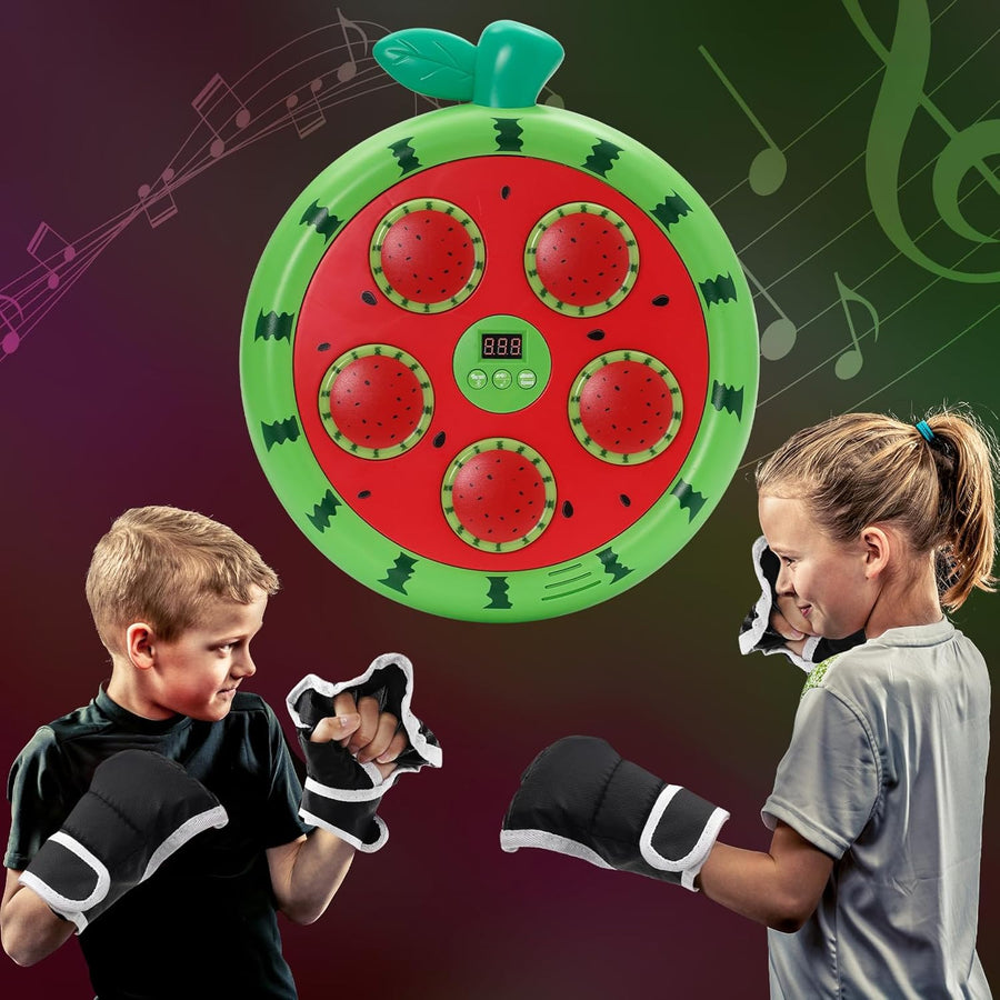 Machine de Boxe Musicale, Music Boxing Machine avec Gants de Boxe Enfant, 3 Modes de Vitesse Boxe Mural Musique pour la Maison