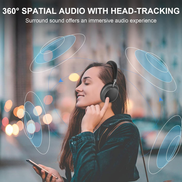 Casque Sans Fil Réduction du Bruit Hybride Audio Spatial Mode Transparence Bluetooth 5.3 Egaliseur Personnalisé Via Application Autonomie 55h NOIR