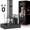 Tire bouchon electrique rechargeable inox, ouvre bouteille electrique idee cadeau anniversaire homme femme avec bec verseur aérateur, 2 bouchon vin vide air, coupe-fil et câble chargement USB