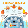 Couveuse Oeuf Automatique 12 Oeufs – Rotation automatique des oeufs + Contrôle humidité + Température réglable + Mire-œuf intégré + Incubateur Oeuf Automatique + Affichage LED