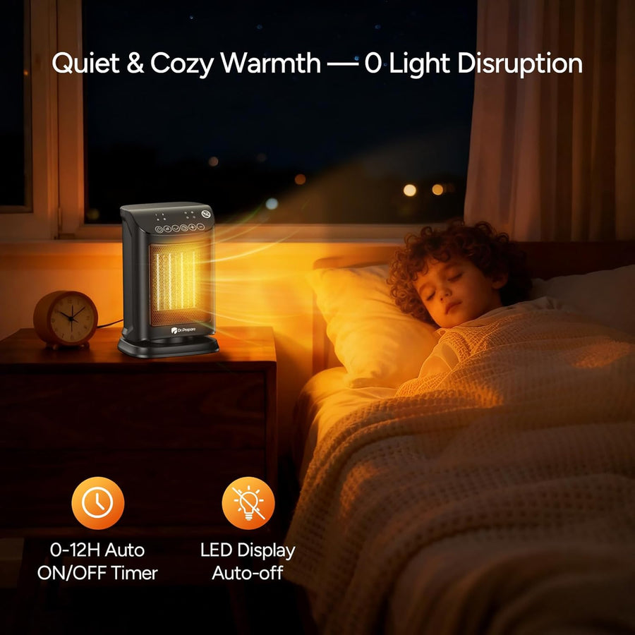 Chauffage d'appoint, 1500W PTC Chauffage Soufflant, Télécommande, 3 Modes Chauffants, Thermostat, Minuterie 12H, Protection de Sécurité, Silencieux, Chauffage Portable pour Maison, Bureau