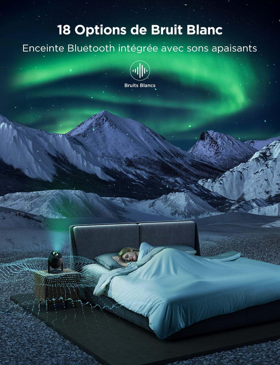 Projecteur Ciel Etoilé LED RGBW Galaxie avec 52 Scènes 18 Bruits Blancs Lumière Etoiles Plafond Alexa Matter Compatible Timer Veilleuse Enfant