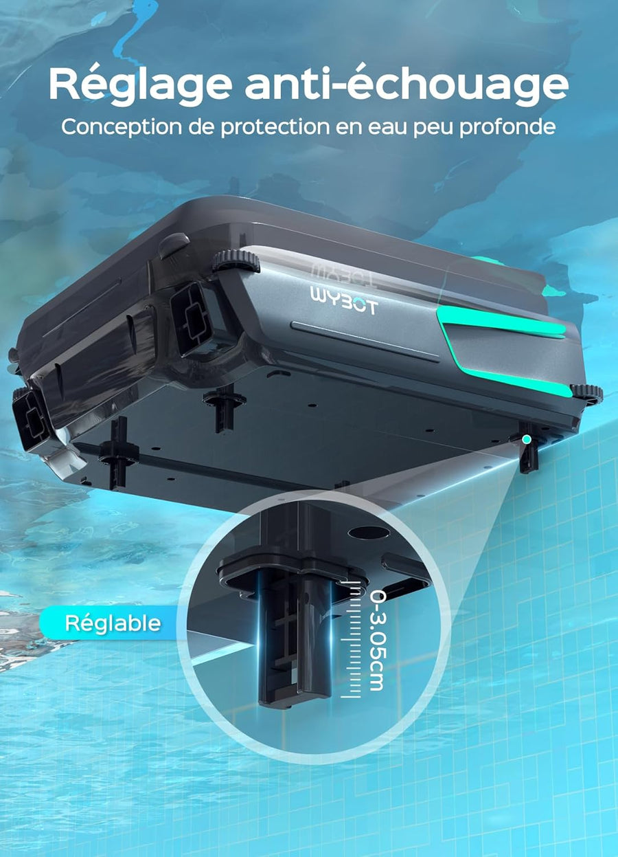 Skimmer WYBOT F1 Piscine Hors Sol Double Énergie (Solaire + Batterie), Nettoie La Surface De L’Eau, Pilotage par App, Fonctionne 24h/24, pour Toutes Piscines – Robot Piscine sans Fil